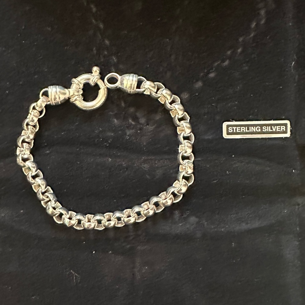 Sterling Silver (925) rolo chain necklace & bracelet set - fish hook closure - Picture 2 of 7